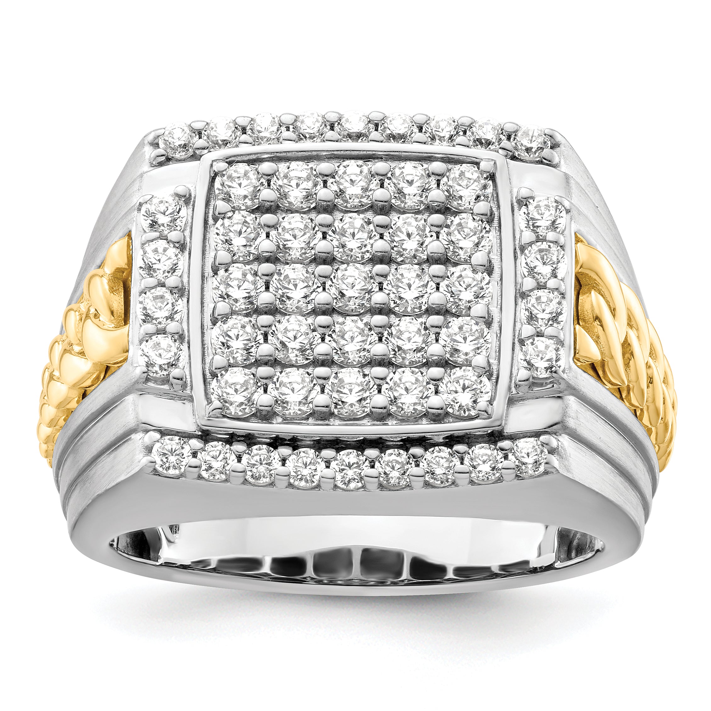 14k Two-Tone 1 1/2 carat Lab Grown Diamond VS/SI+ G+ Men's Ring Main image