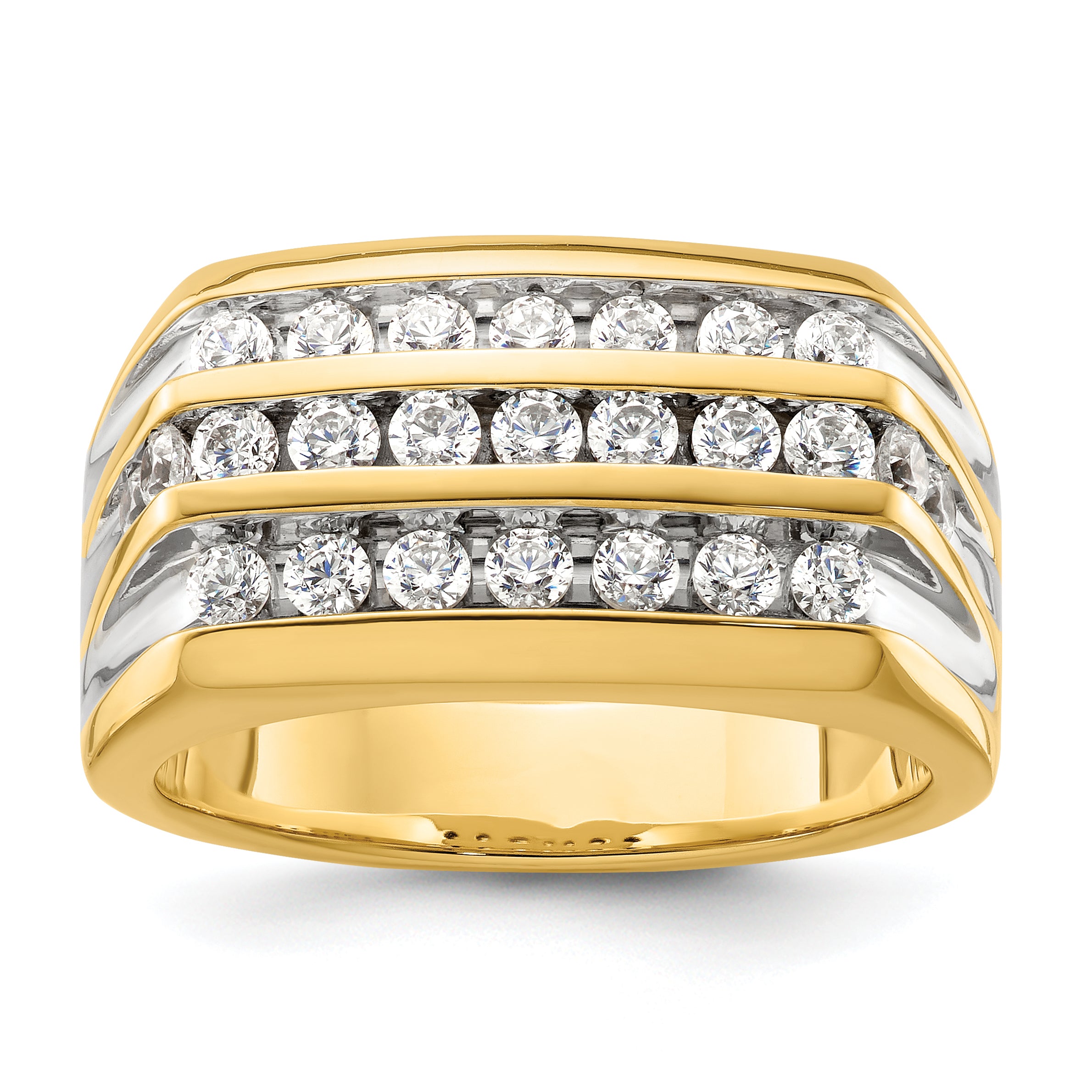 14k Rhodium-plated 1 1/6 carat Lab Grown Diamond VS/SI+ G+ Men's Ring Main image