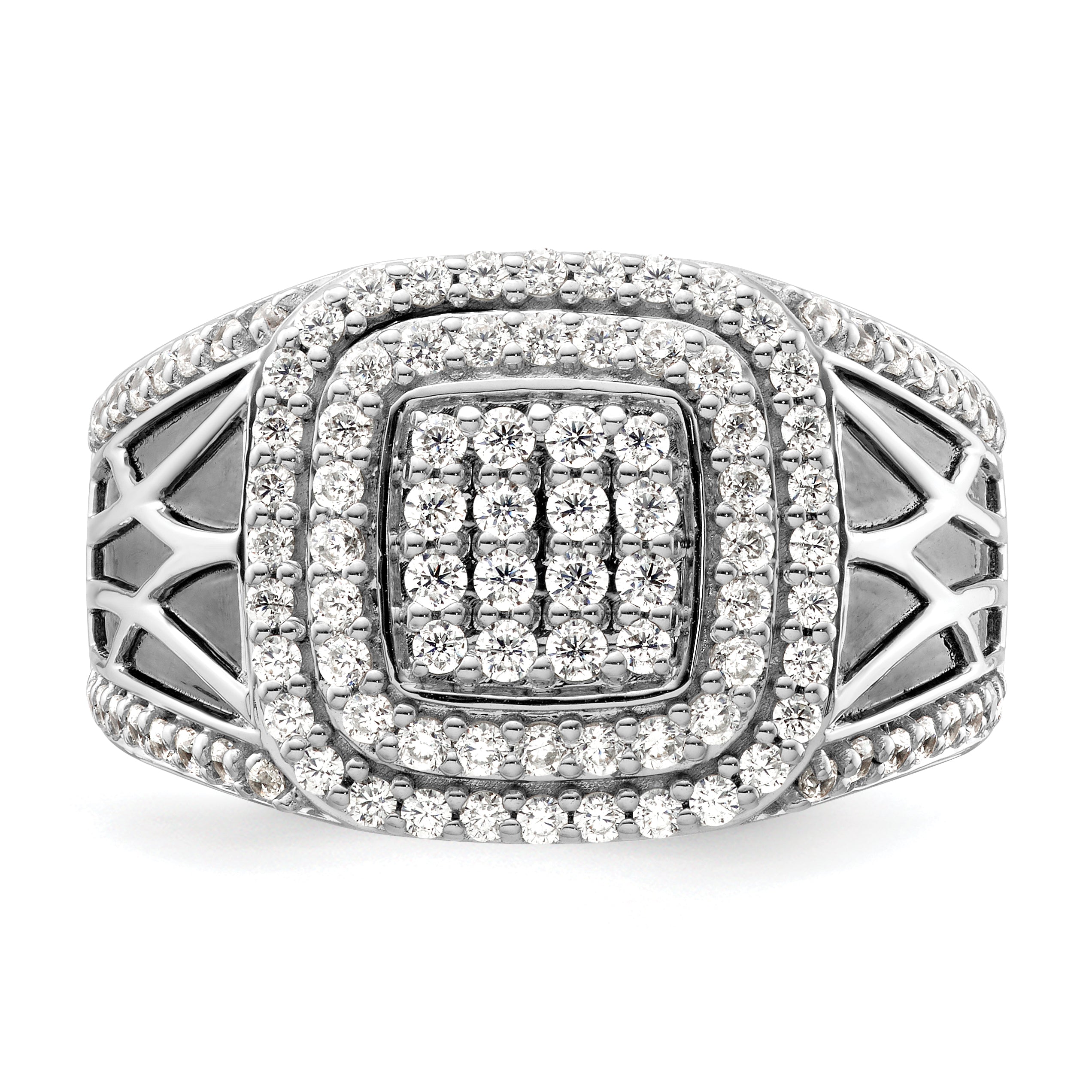 14k White Gold 1 1/8 carat Lab Grown Diamond VS/SI+ G+ Side Design Men's Ring