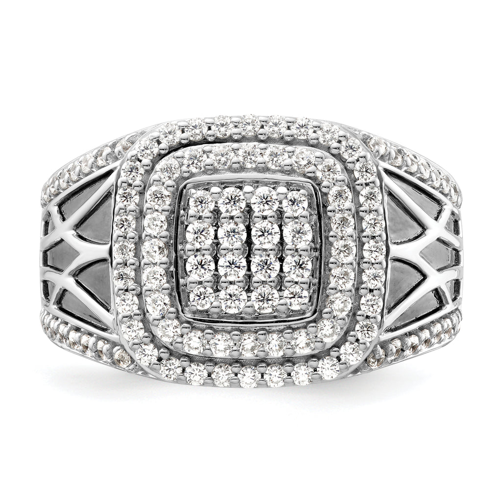 14k White Gold 1 1/8 carat Lab Grown Diamond VS/SI+ G+ Side Design Men's Ring