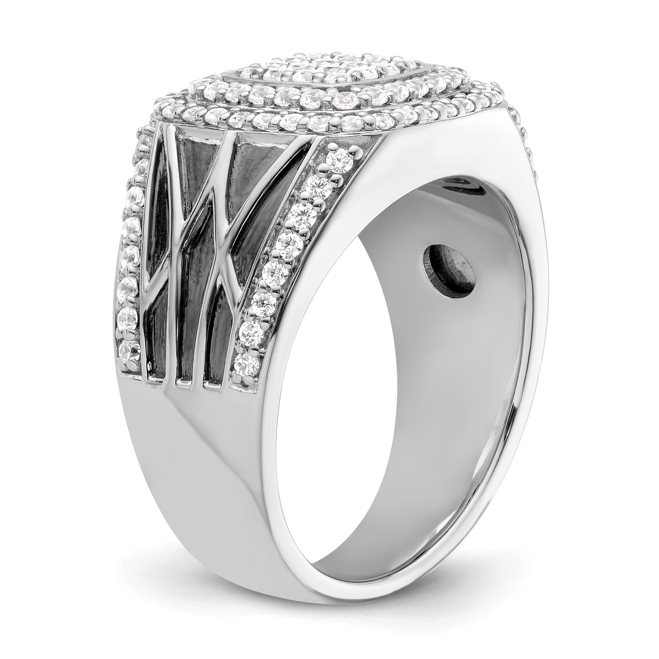 14k White Gold 1 1/8 carat Lab Grown Diamond VS/SI+ G+ Side Design Men's Ring