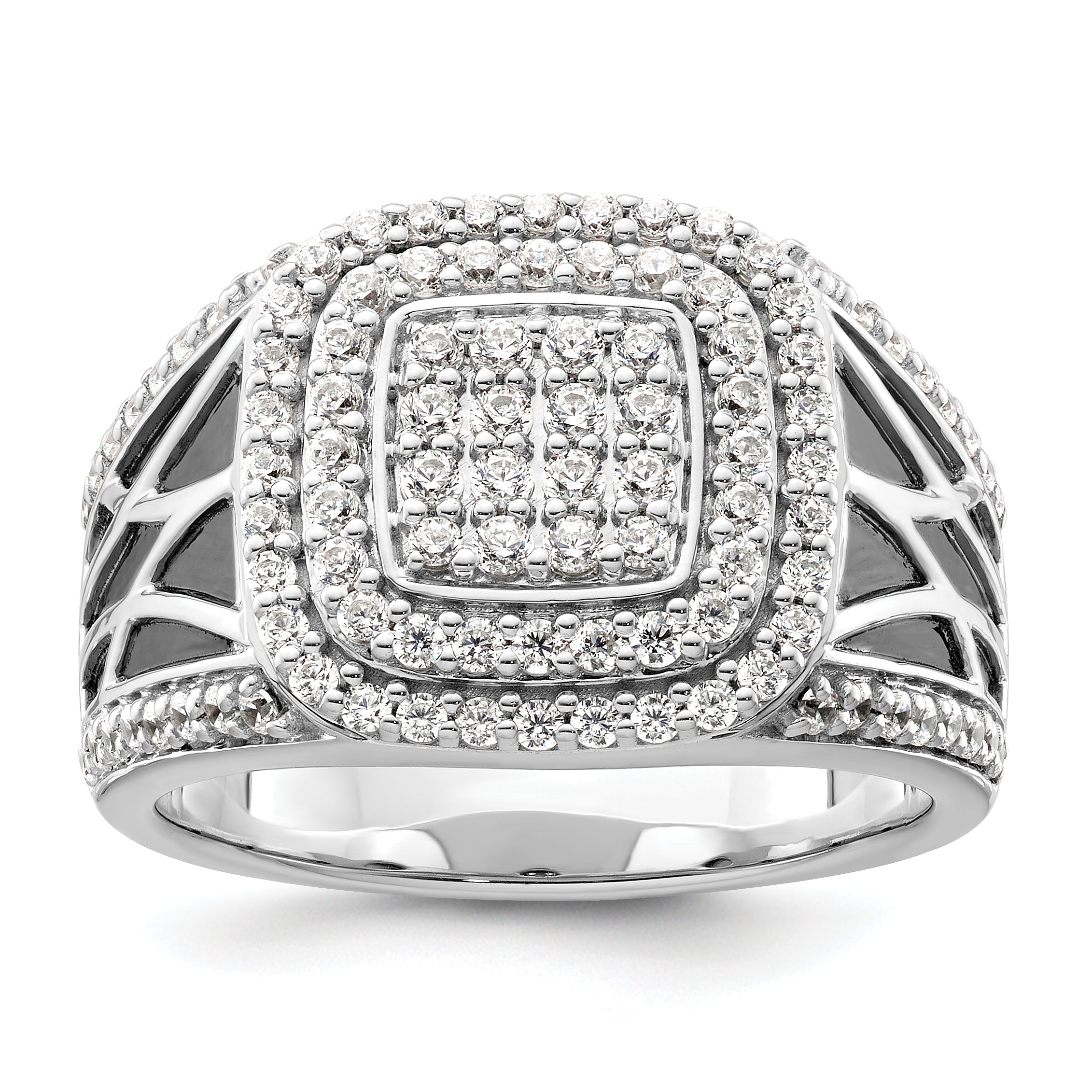 14k White Gold 1 1/8 carat Lab Grown Diamond VS/SI+ G+ Side Design Men's Ring Main image