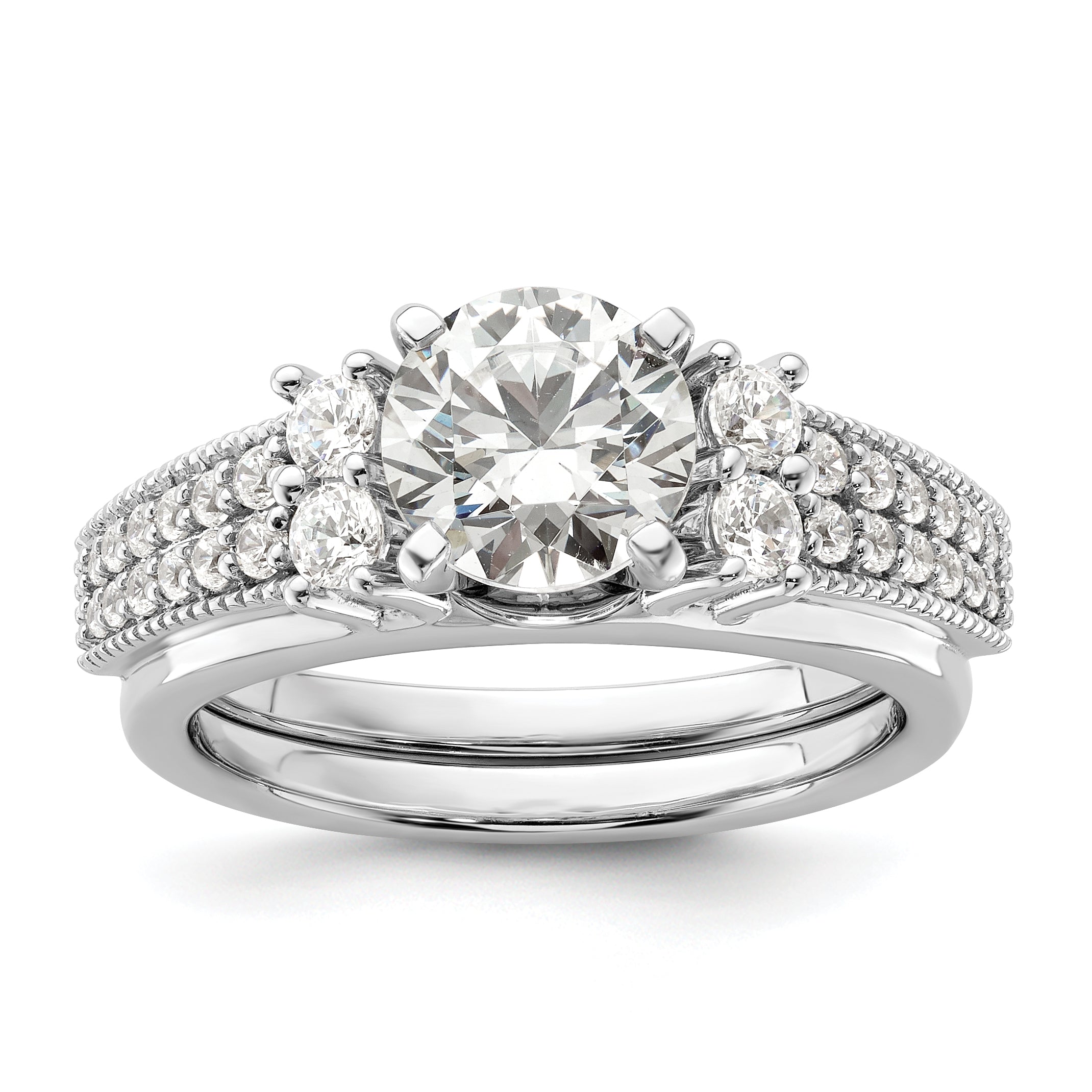 14k White Gold 1/2 carat Lab Grown Diamond VS/SI+ G+ Complete Ring Wrap