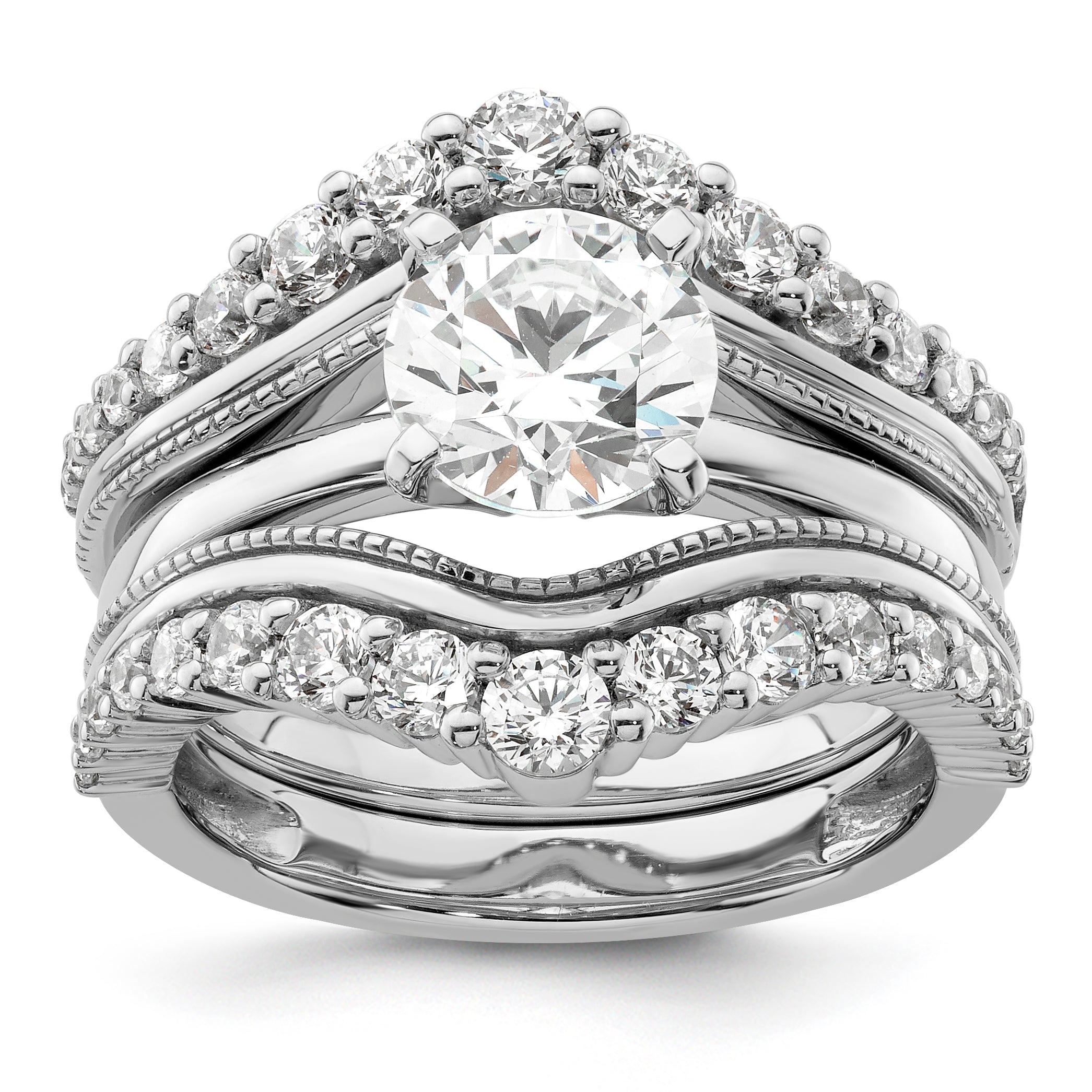 14k White Gold 1 1/8 carat Lab Grown Diamond VS/SI+ G+ Complete Ring Guard