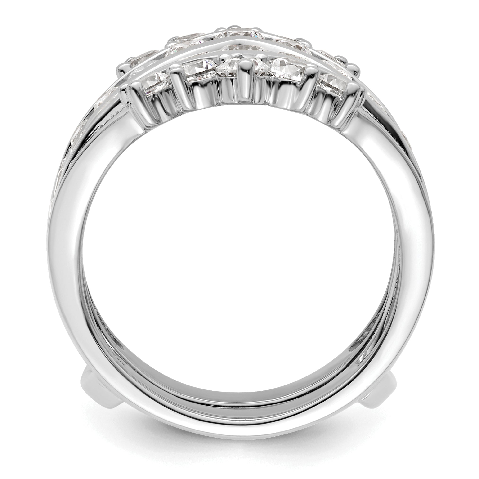 14k White Gold 2 1/3 carat Lab Grown Diamond VS/SI+ G+ Complete Double Row Ring Guard Secondary image