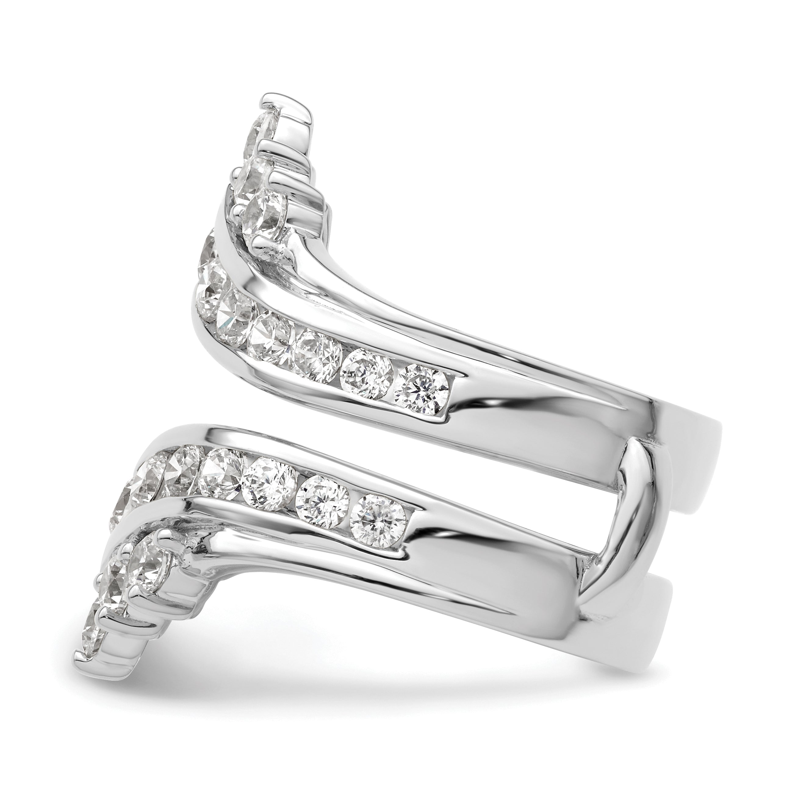 14k White Gold 2 1/3 carat Lab Grown Diamond VS/SI+ G+ Complete Double Row Ring Guard