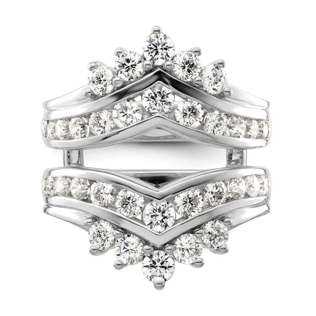 14k White Gold 2 1/3 carat Lab Grown Diamond VS/SI+ G+ Complete Double Row Ring Guard