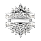 14k White Gold 2 1/3 carat Lab Grown Diamond VS/SI+ G+ Complete Double Row Ring Guard