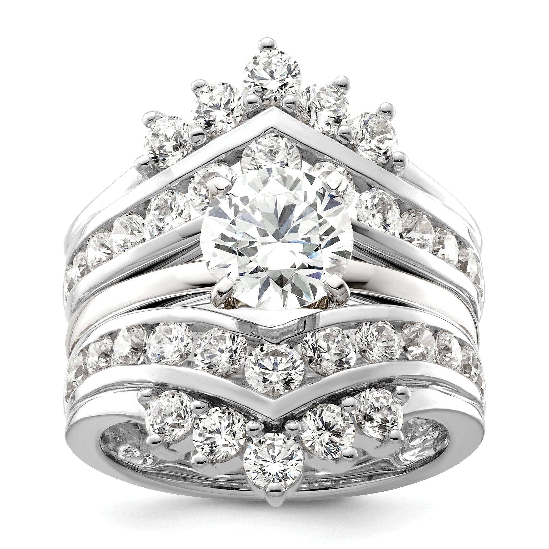 14k White Gold 2 1/3 carat Lab Grown Diamond VS/SI+ G+ Complete Double Row Ring Guard