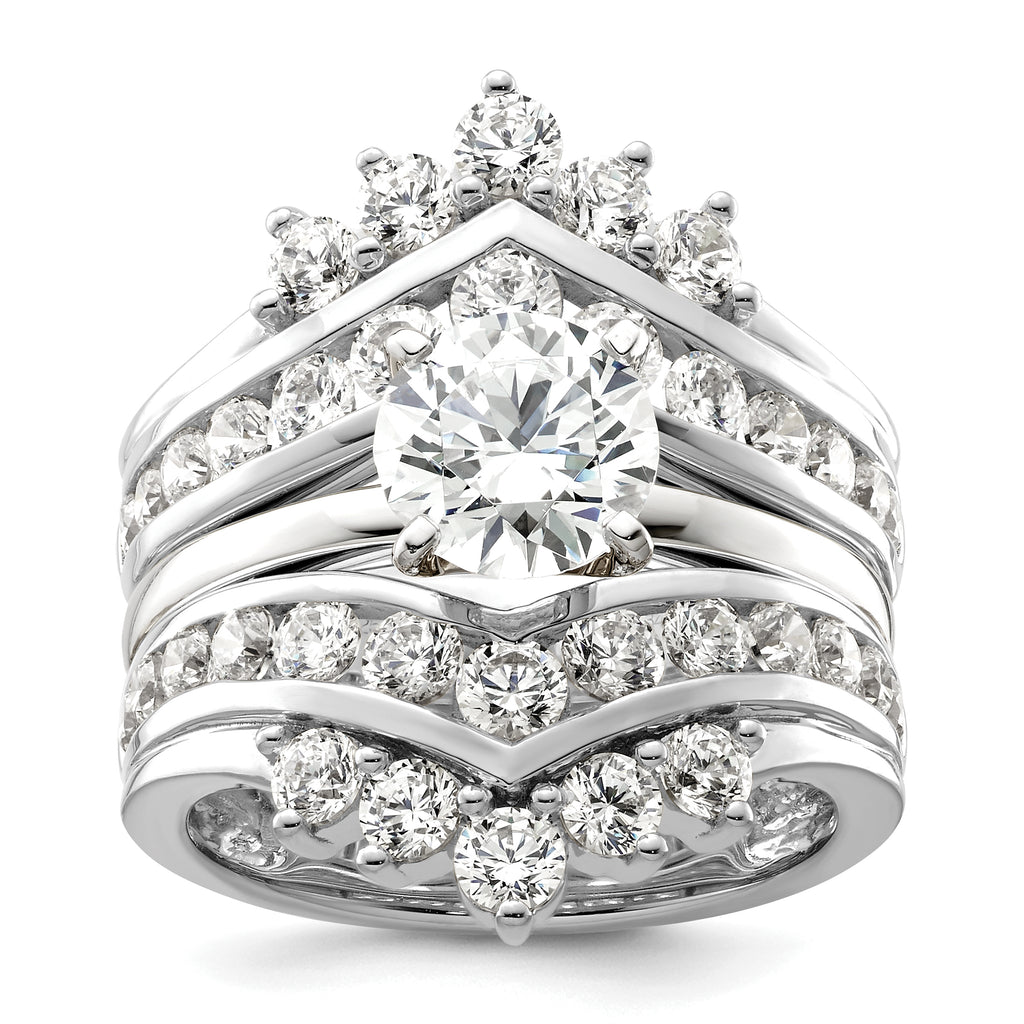 14k White Gold 2 1/3 carat Lab Grown Diamond VS/SI+ G+ Complete Double Row Ring Guard