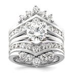 14k White Gold 2 1/3 carat Lab Grown Diamond VS/SI+ G+ Complete Double Row Ring Guard