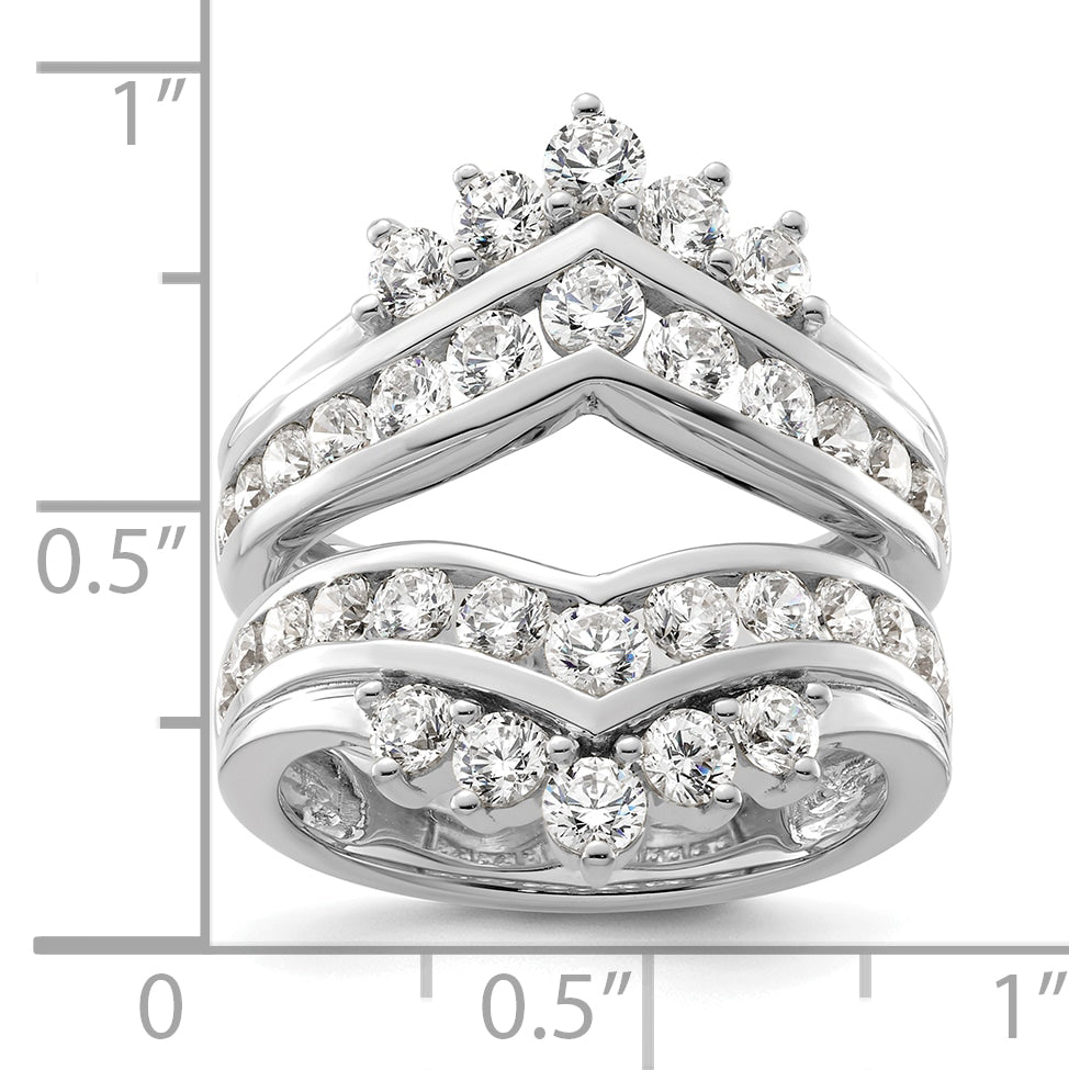 14k White Gold 2 1/3 carat Lab Grown Diamond VS/SI+ G+ Complete Double Row Ring Guard