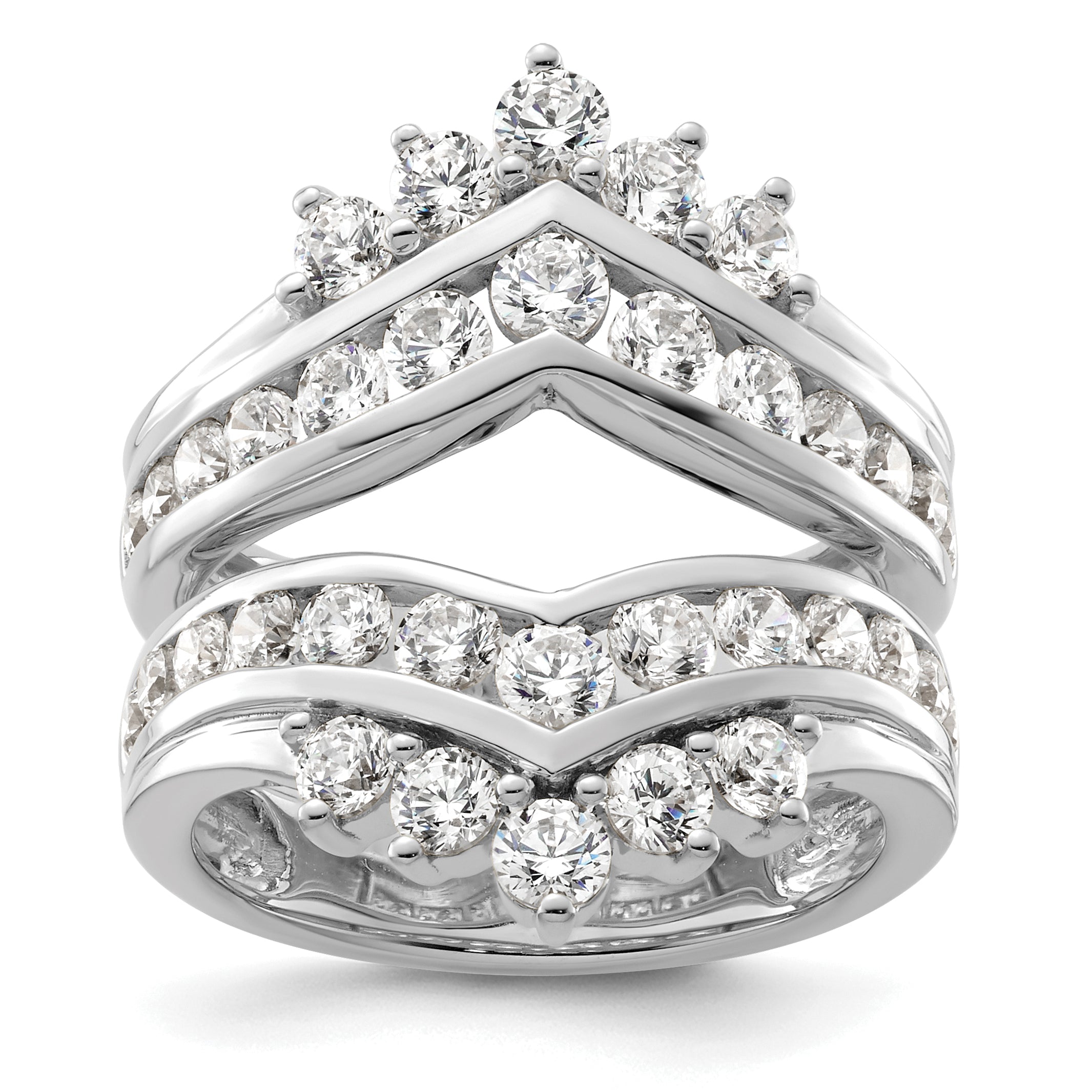 14k White Gold 2 1/3 carat Lab Grown Diamond VS/SI+ G+ Complete Double Row Ring Guard Main image