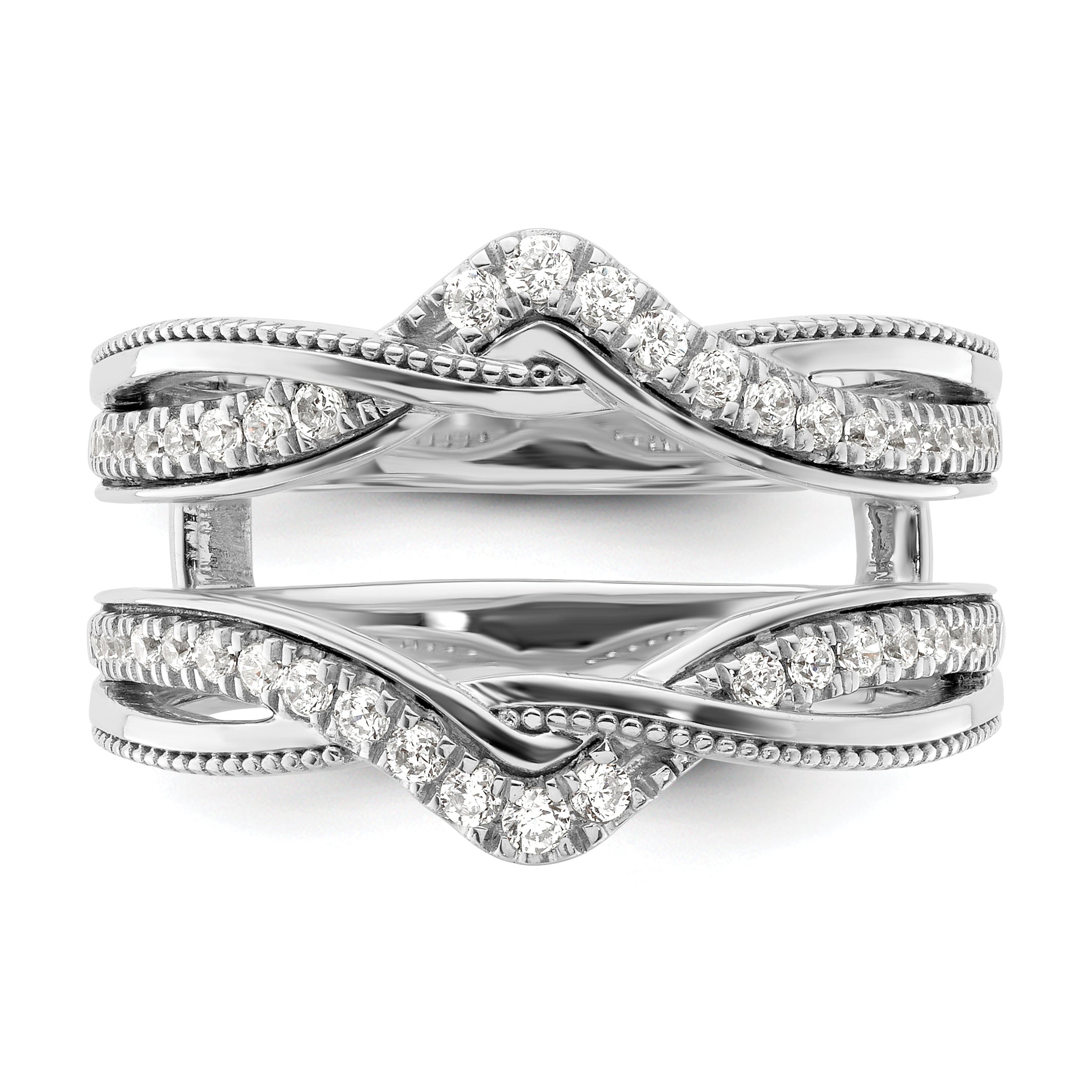 14k White Gold 1/3 carat Lab Grown Diamond VS/SI+ G+ Complete Twisted Ring Guard