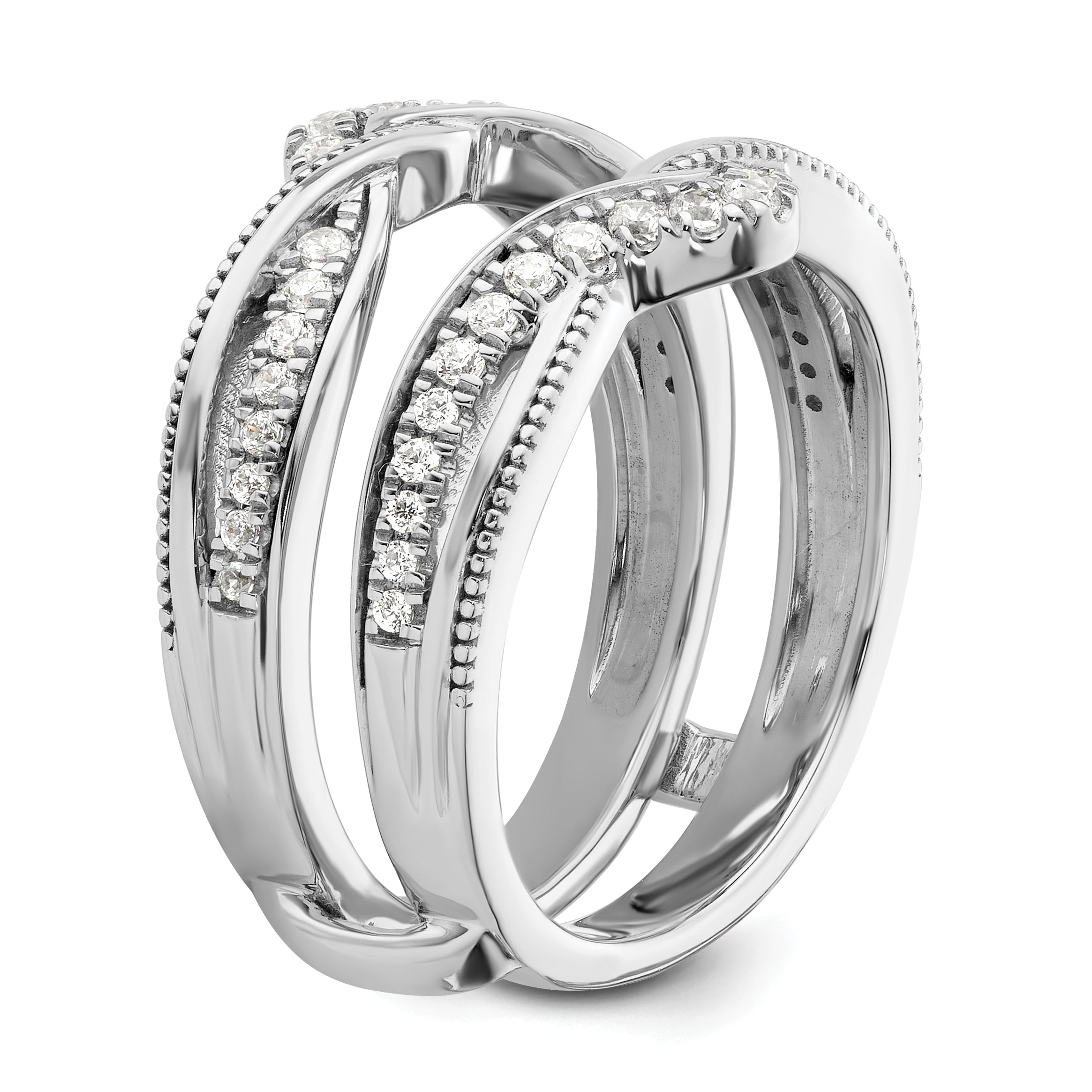14k White Gold 1/3 carat Lab Grown Diamond VS/SI+ G+ Complete Twisted Ring Guard