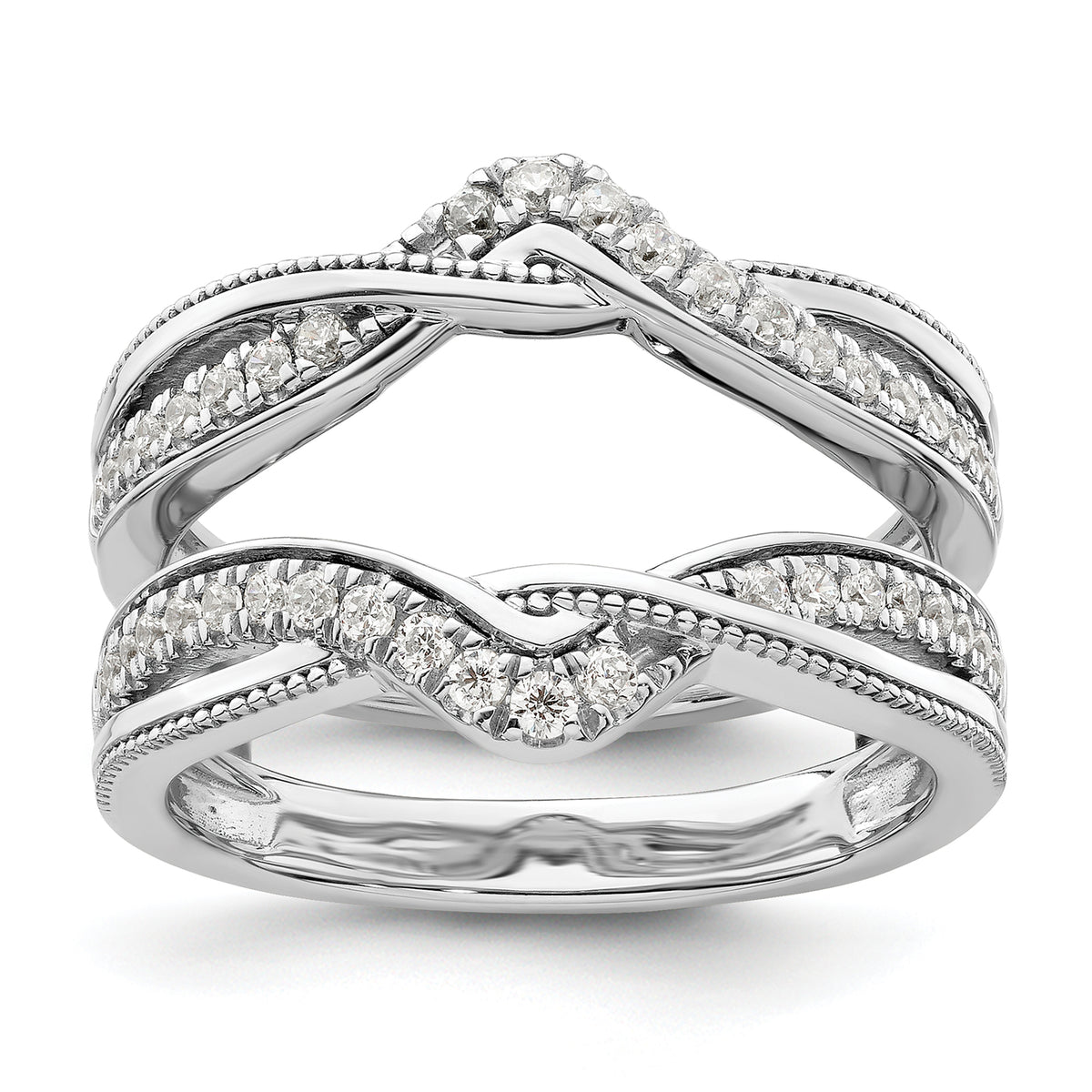 14k White Gold 1/3 carat Lab Grown Diamond VS/SI+ G+ Complete Twisted Ring Guard