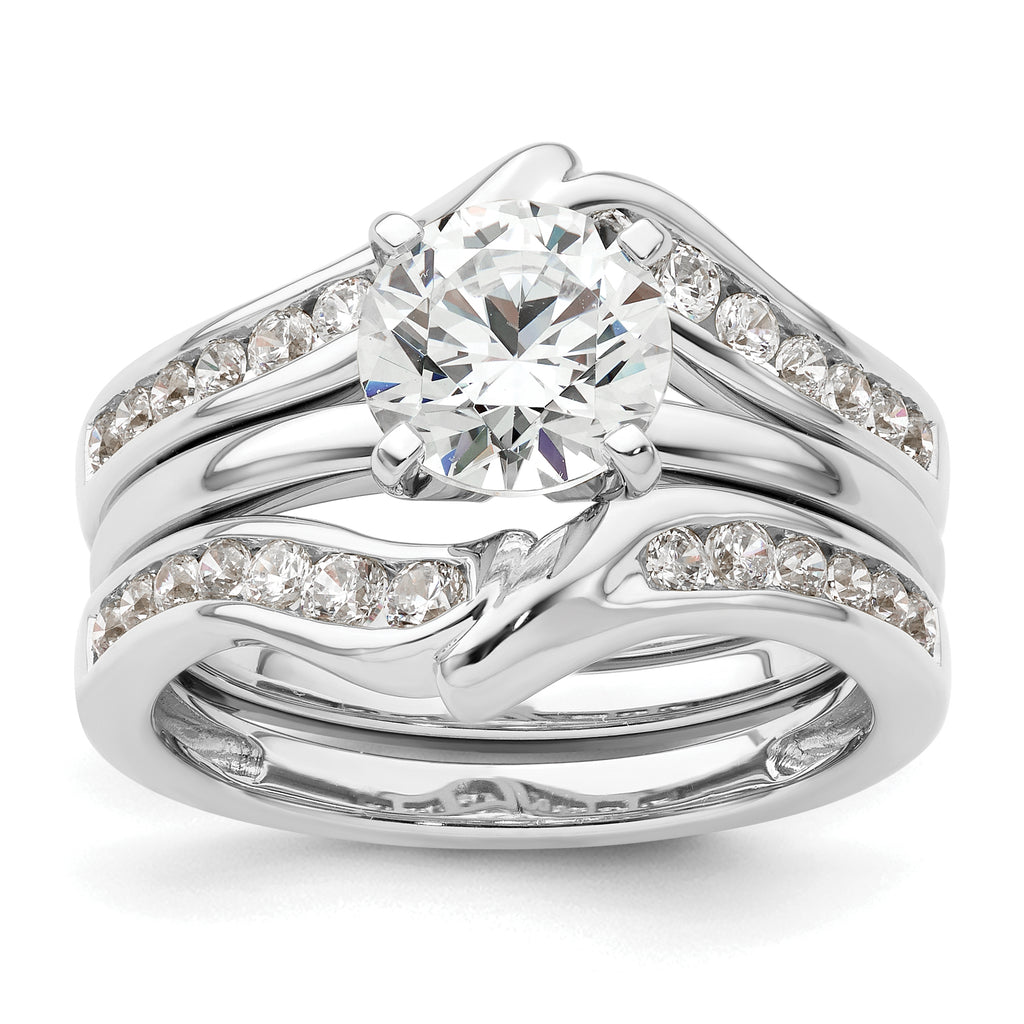 14k White Gold 5/8 carat Lab Grown Diamond VS/SI+ G+ Complete Ring Guard