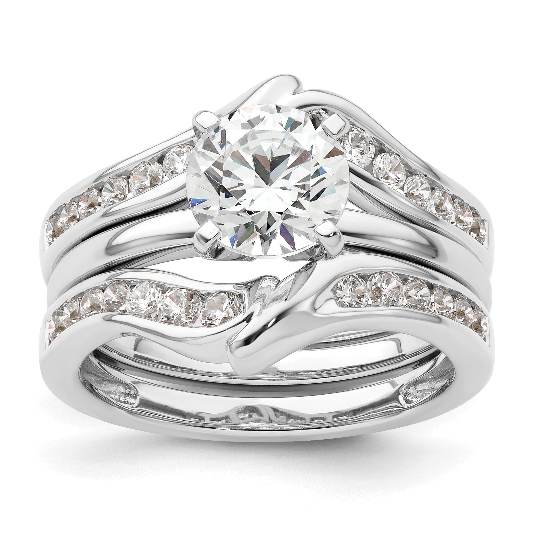 14k White Gold 5/8 carat Lab Grown Diamond VS/SI+ G+ Complete Ring Guard