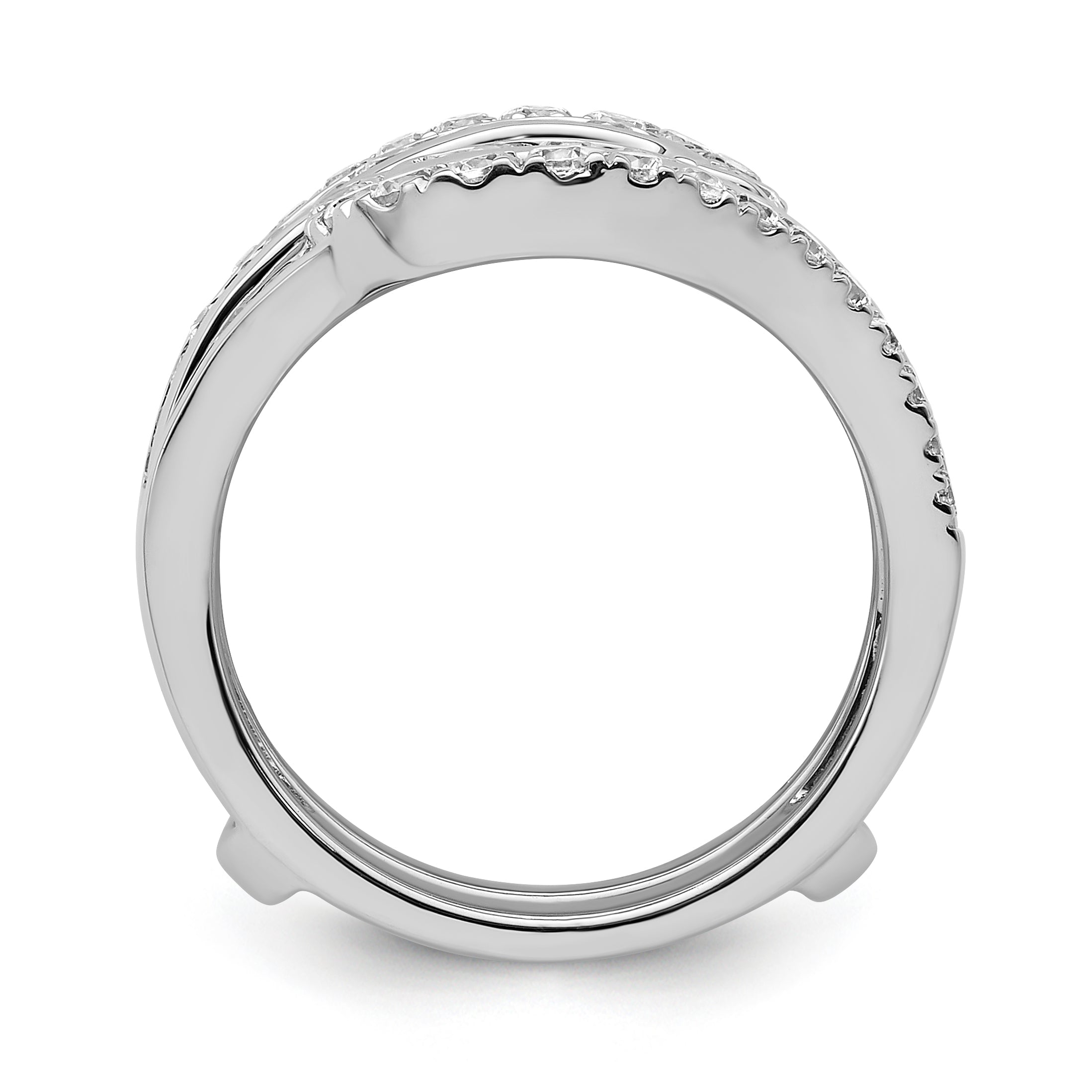 14k White Gold 1 1/5 carat Lab Grown Diamond VS/SI+ G+ Complete Double Row Ring Guard
