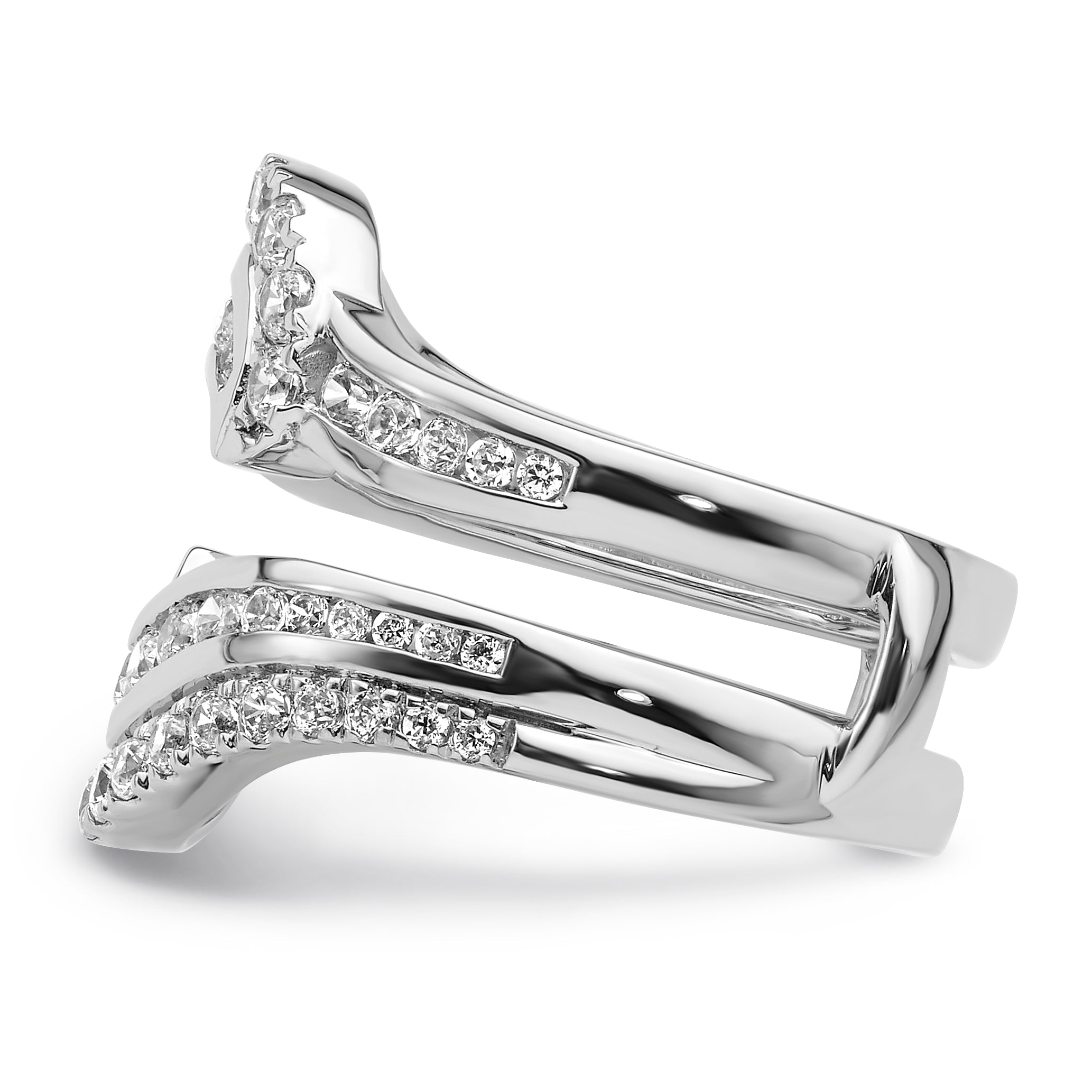 14k White Gold 1 1/5 carat Lab Grown Diamond VS/SI+ G+ Complete Double Row Ring Guard
