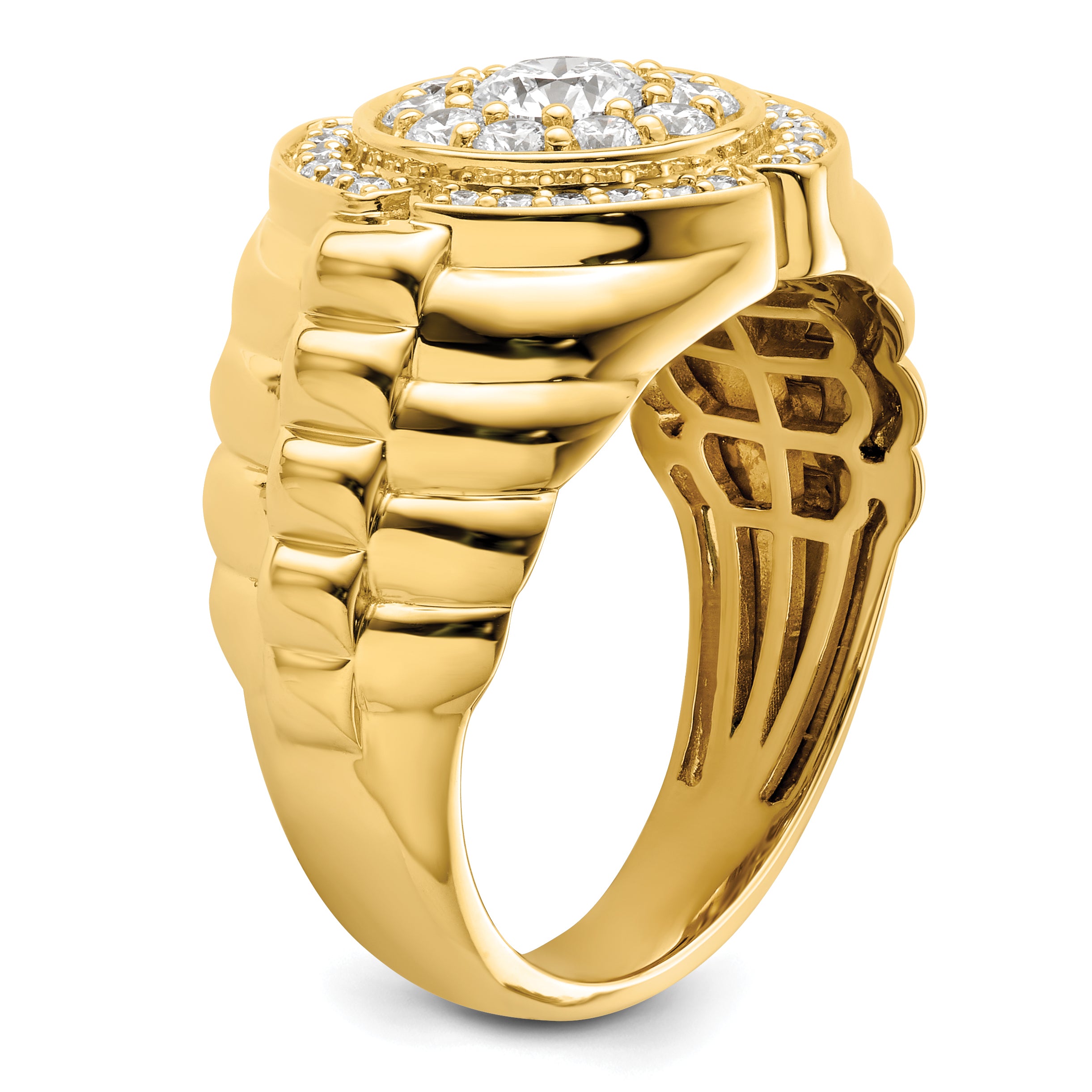 10k 1 1/5 carat Lab Grown Diamond VS/SI+ G+ Complete Men's Cluster Ring