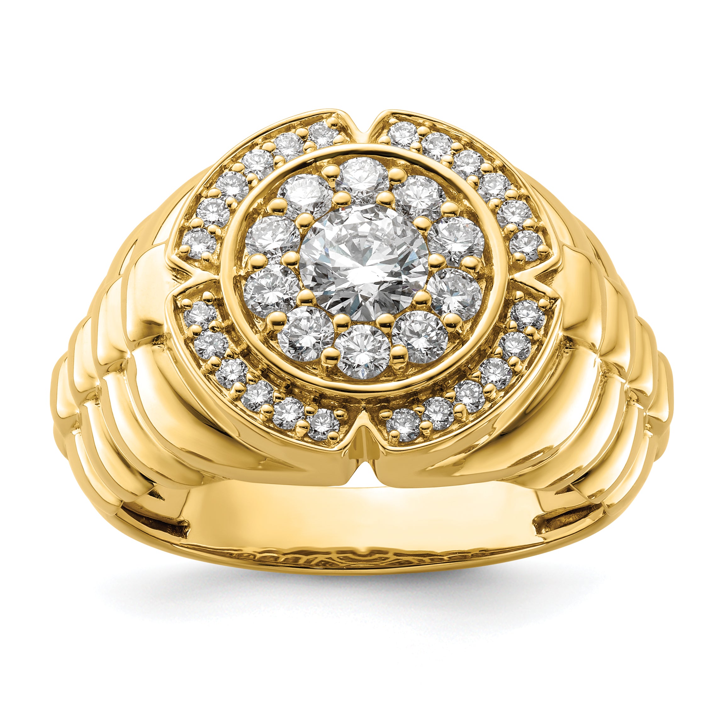 10k 1 1/5 carat Lab Grown Diamond VS/SI+ G+ Complete Men's Cluster Ring Main image