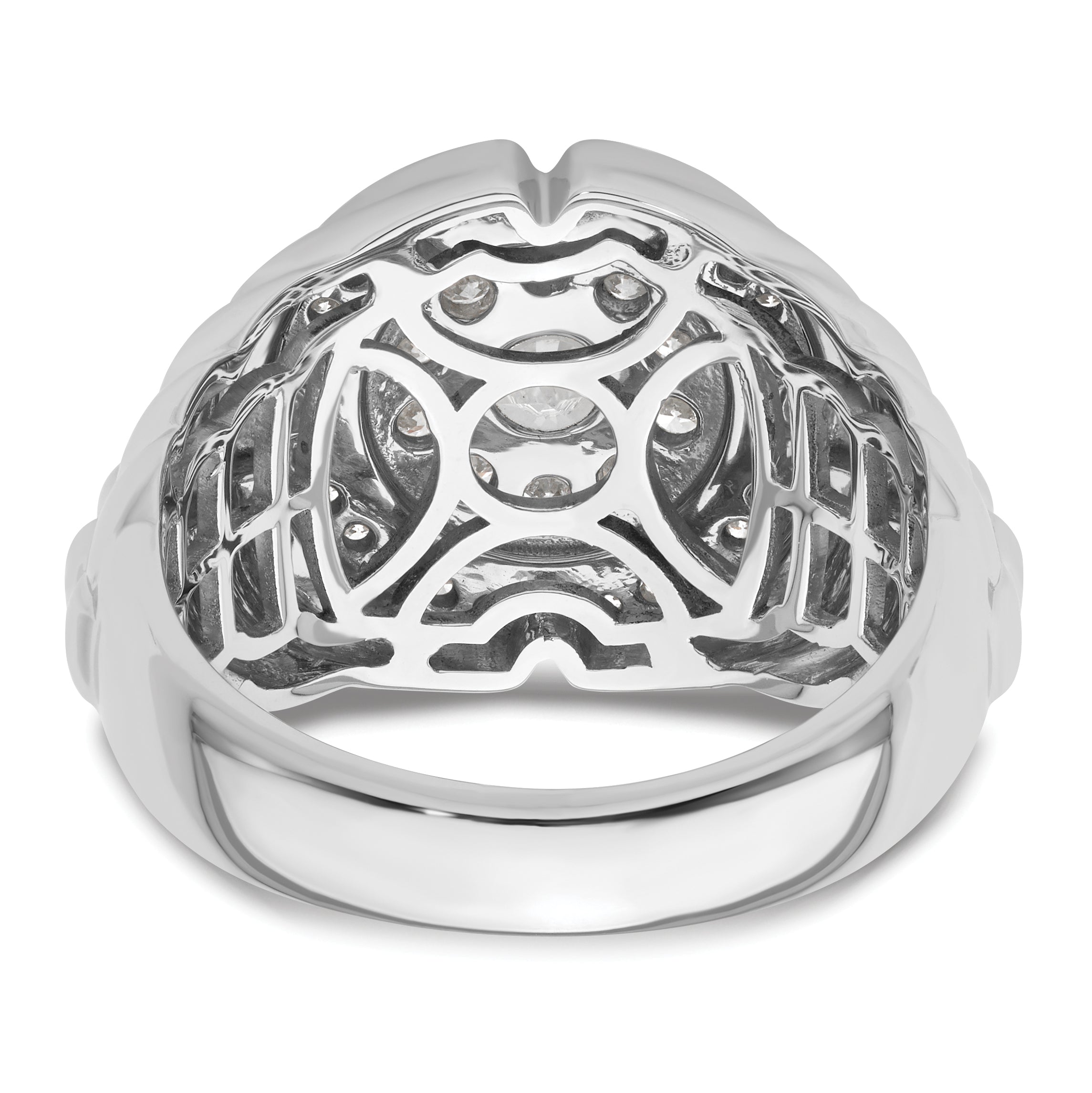 10k White Gold 1 1/5 carat Lab Grown Diamond VS/SI+ G+ Complete Men's Cluster Ring