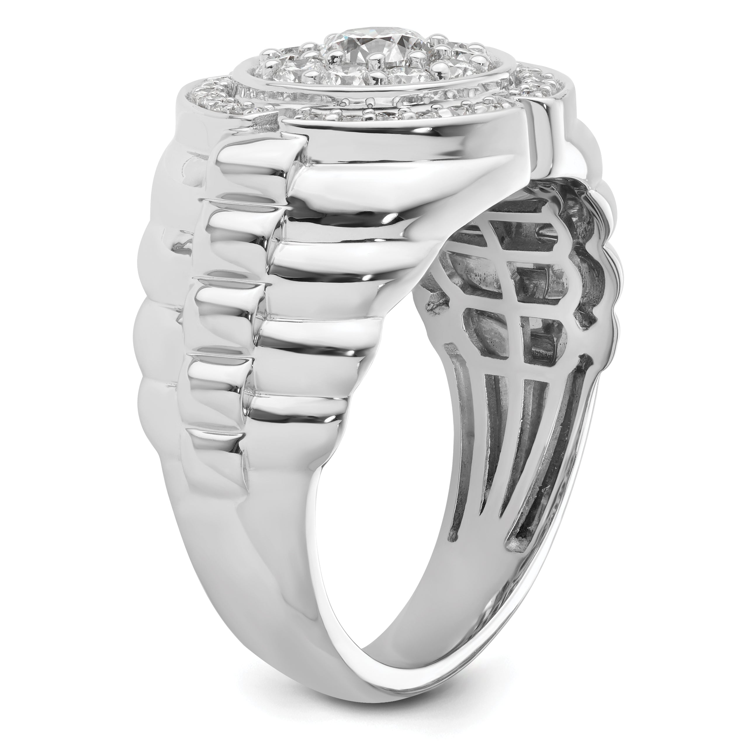10k White Gold 1 1/5 carat Lab Grown Diamond VS/SI+ G+ Complete Men's Cluster Ring