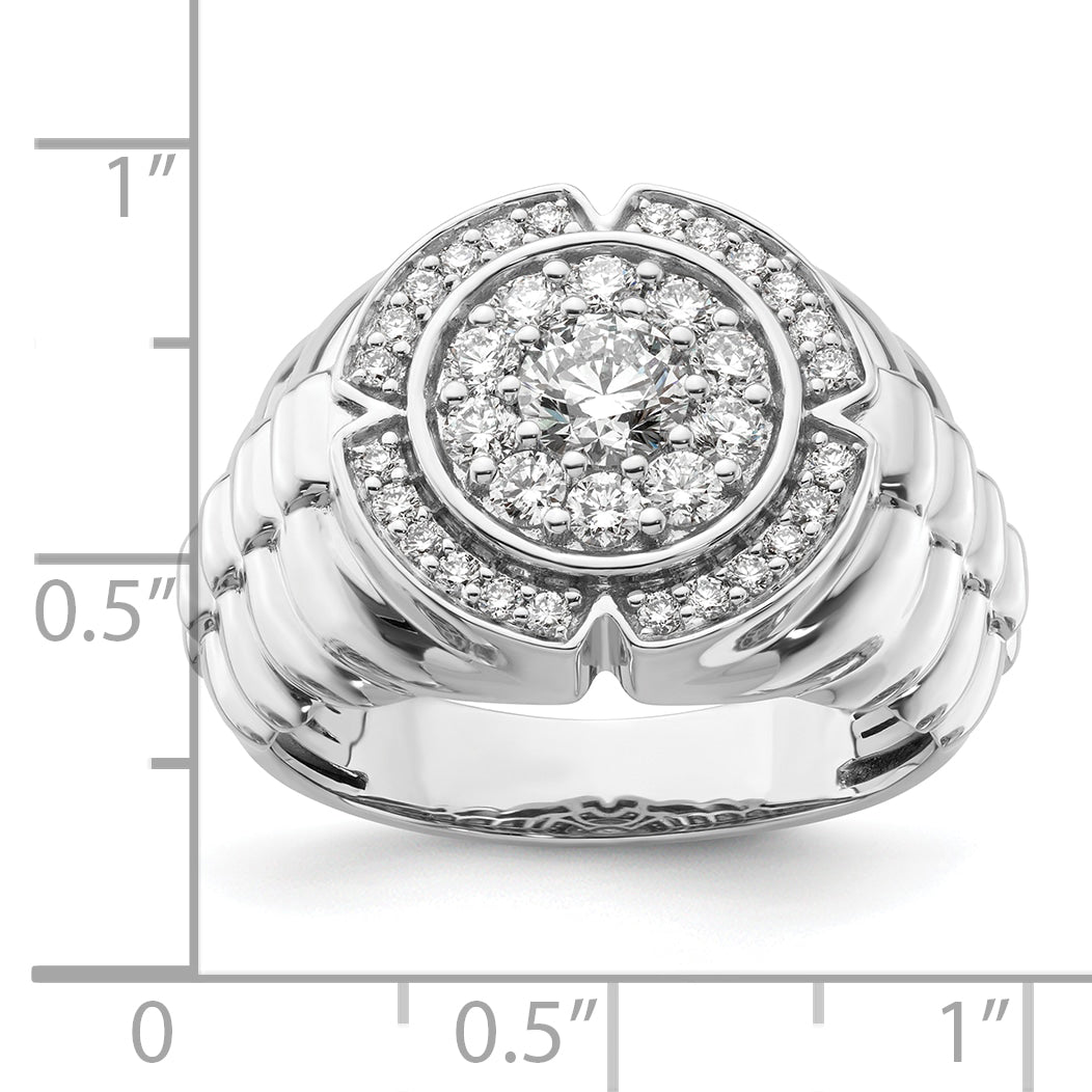 10k White Gold 1 1/5 carat Lab Grown Diamond VS/SI+ G+ Complete Men's Cluster Ring