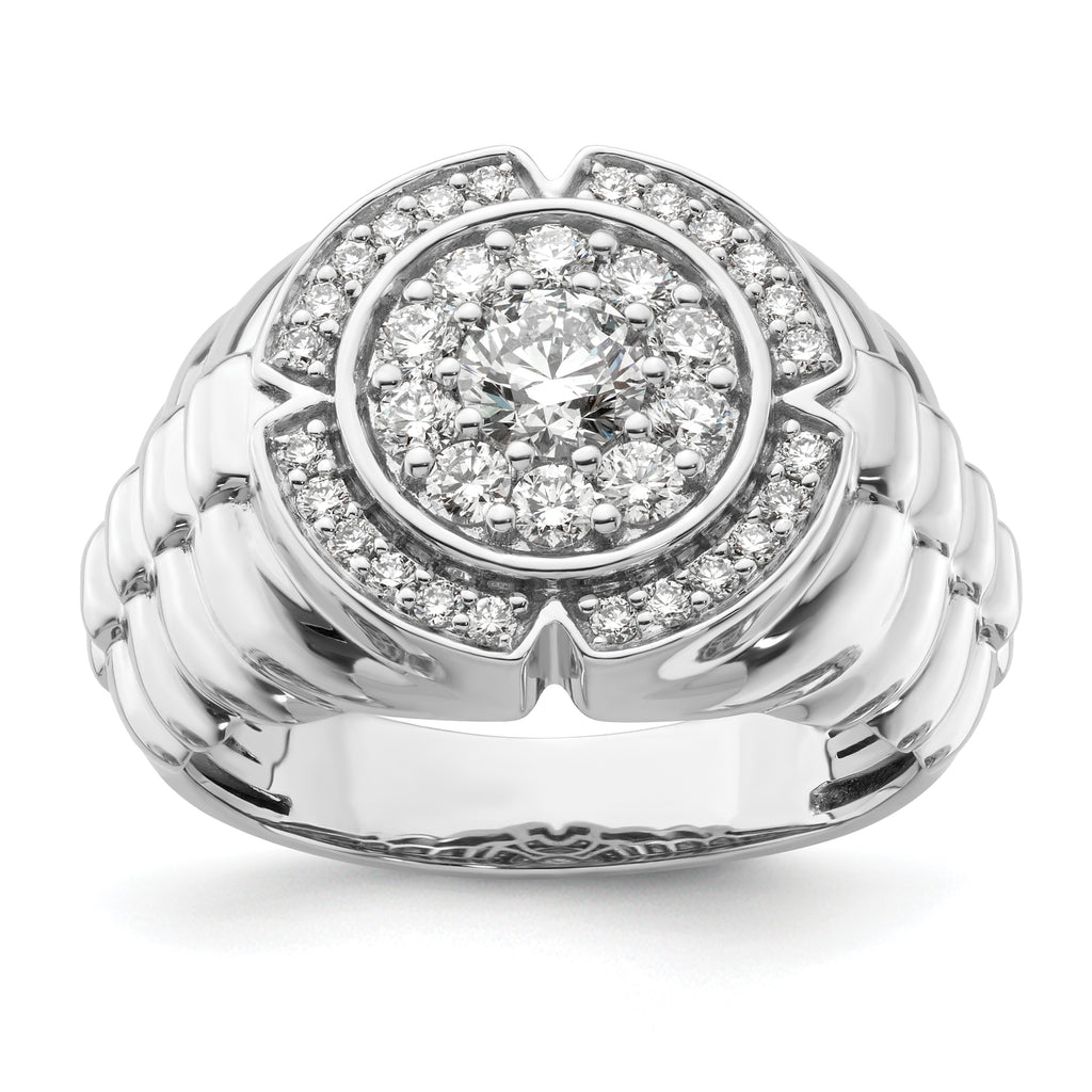 10k White Gold 1 1/5 carat Lab Grown Diamond VS/SI+ G+ Complete Men's Cluster Ring