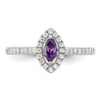 14k White Gold 1/5 carat Lab Grown Diamond VS/SI+ G+ and Amethyst February Birthstone Ring
