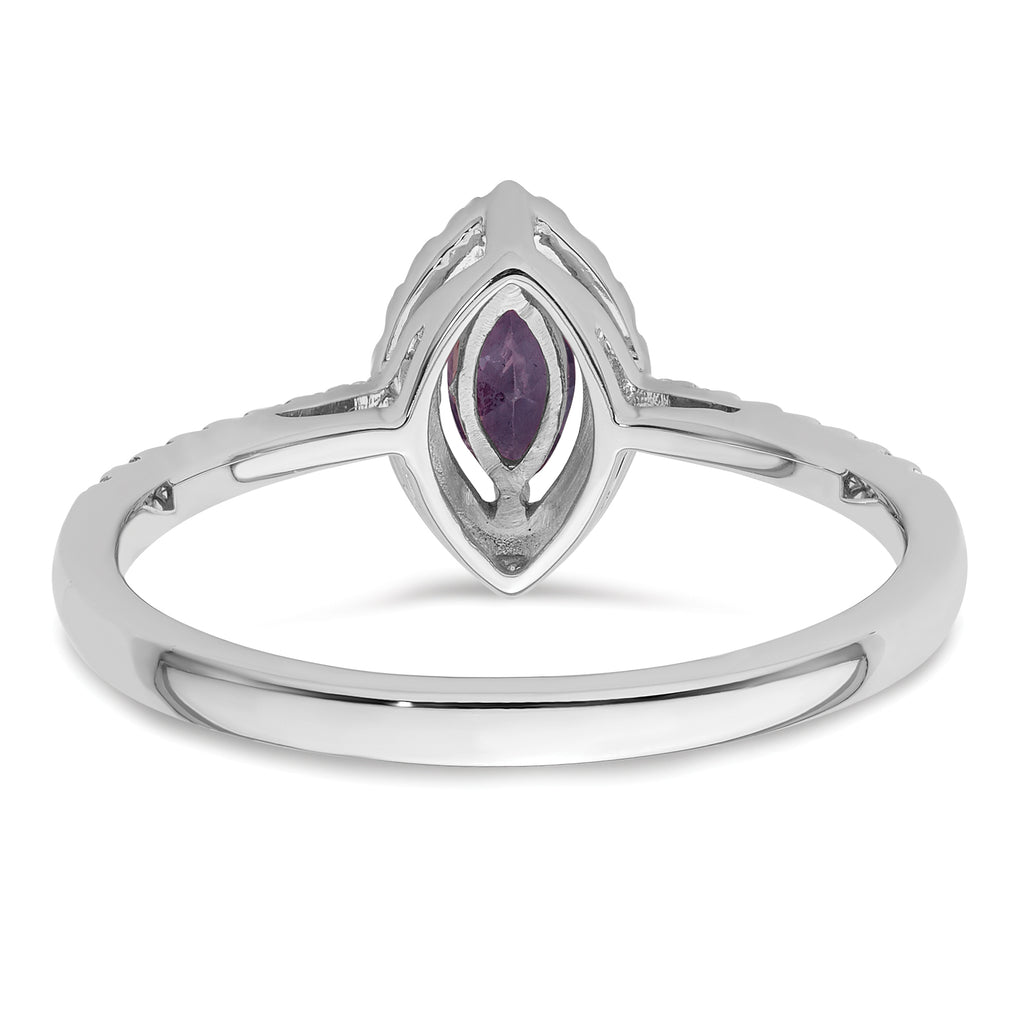 14k White Gold 1/5 carat Lab Grown Diamond VS/SI+ G+ and Amethyst February Birthstone Ring
