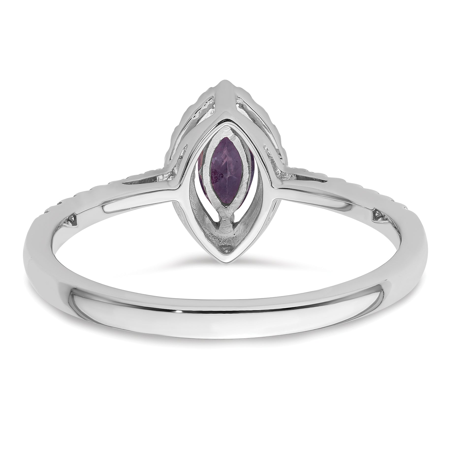 14k White Gold 1/5 carat Lab Grown Diamond VS/SI+ G+ and Amethyst February Birthstone Ring