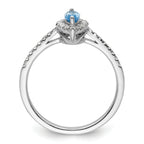 14k White Gold 1/5 carat Lab Grown Diamond VS/SI+ G+ and Blue Topaz December Birthstone Ring