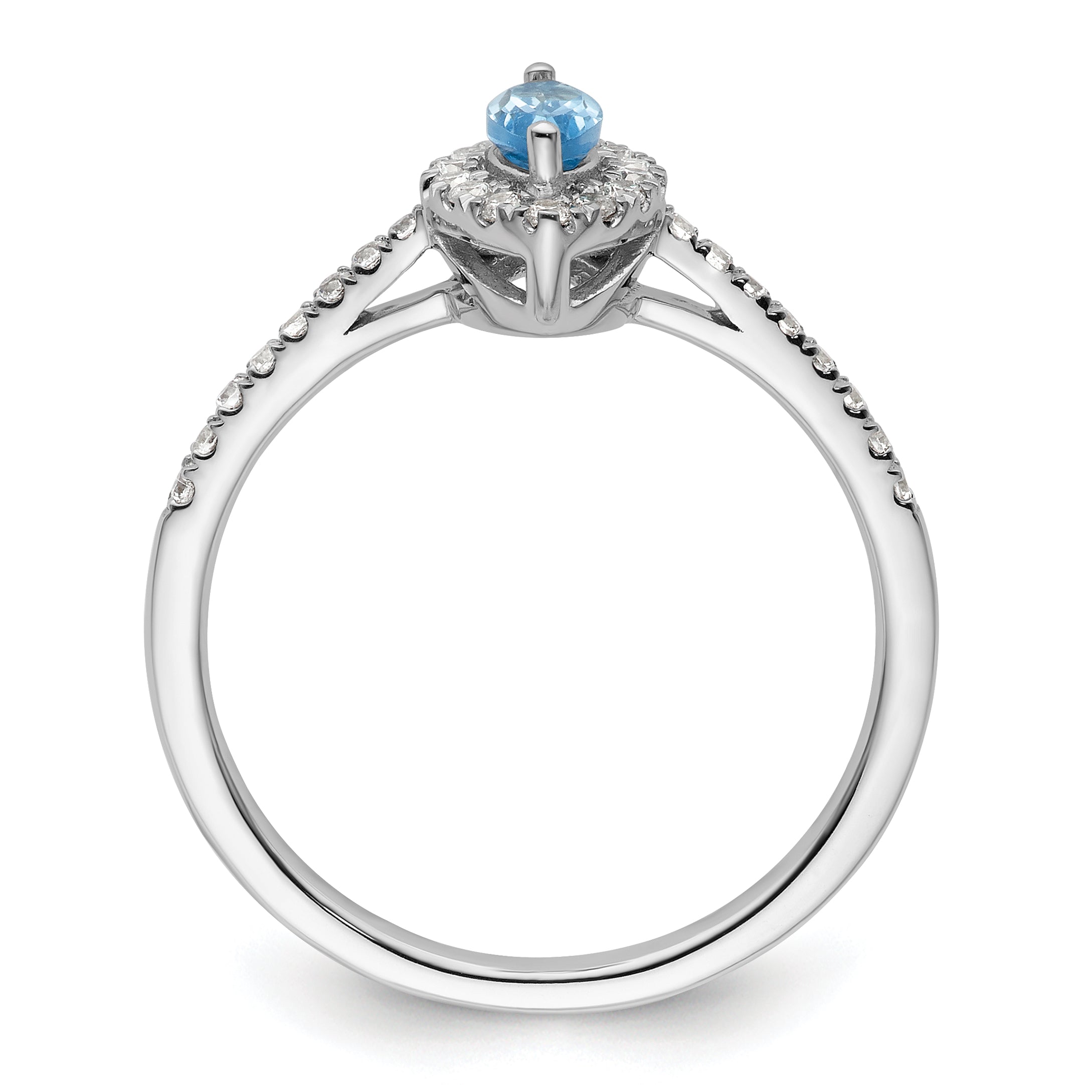 14k White Gold 1/5 carat Lab Grown Diamond VS/SI+ G+ and Blue Topaz December Birthstone Ring