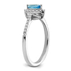 14k White Gold 1/5 carat Lab Grown Diamond VS/SI+ G+ and Blue Topaz December Birthstone Ring