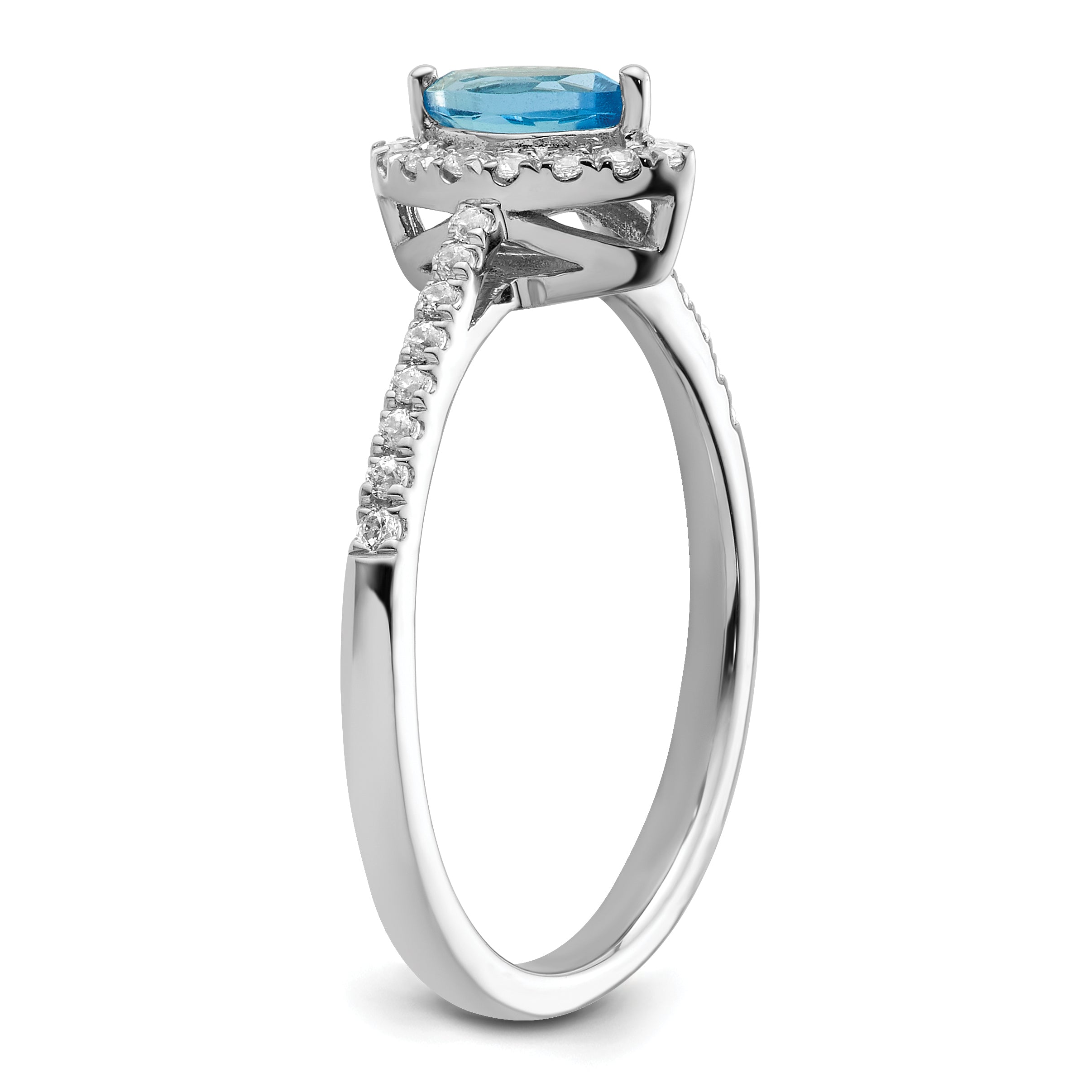 14k White Gold 1/5 carat Lab Grown Diamond VS/SI+ G+ and Blue Topaz December Birthstone Ring
