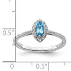 14k White Gold 1/5 carat Lab Grown Diamond VS/SI+ G+ and Blue Topaz December Birthstone Ring