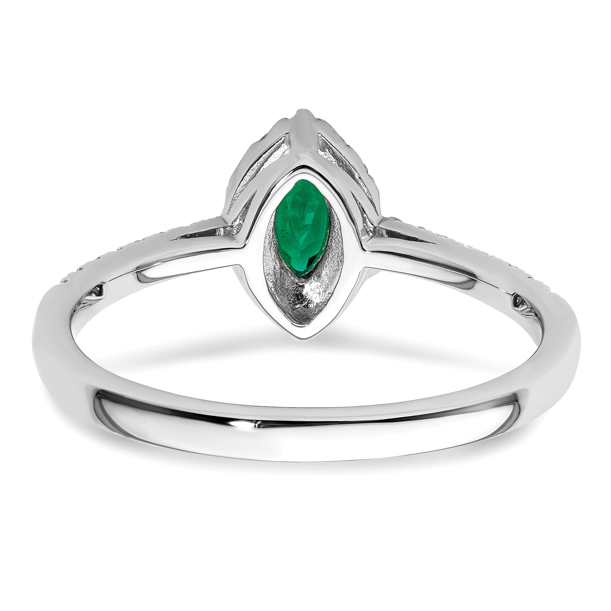 14k White Gold 1/5 carat Lab Grown Diamond VS/SI+ G+ and Lab Created Emerald May Birthstone Ring