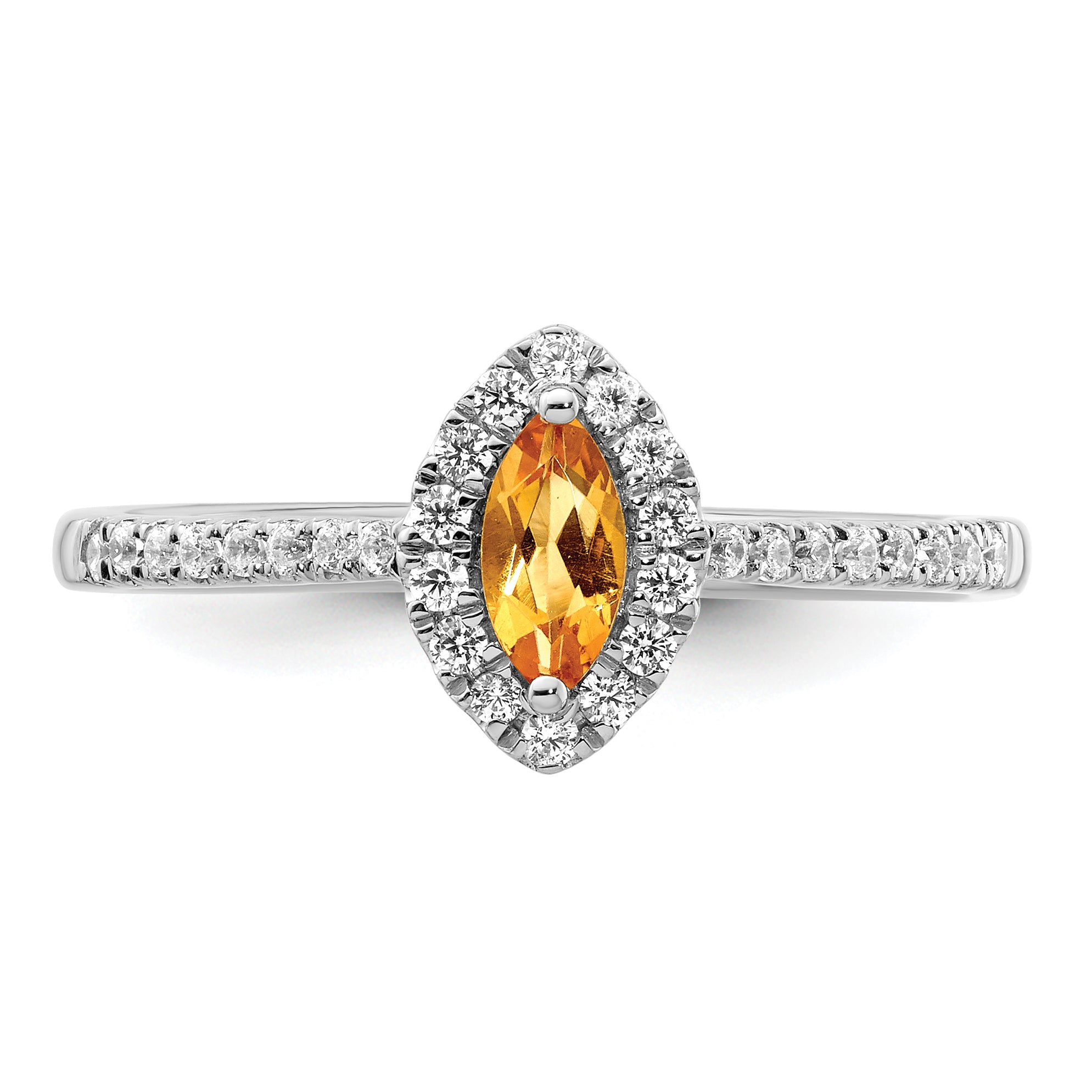 14k White Gold 1/5 carat Lab Grown Diamond VS/SI+ G+ and Citrine November Birthstone Ring