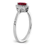 14k White Gold 1/5 carat Lab Grown Diamond VS/SI+ G+ and Lab Created Ruby July Birthstone Ring