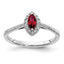 14k White Gold 1/5 carat Lab Grown Diamond VS/SI+ G+ and Lab Created Ruby July Birthstone Ring