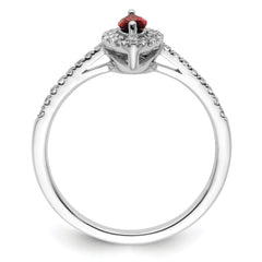 14k White Gold 1/5 carat Lab Grown Diamond VS/SI+ G+ and Garnet January Birthstone Ring