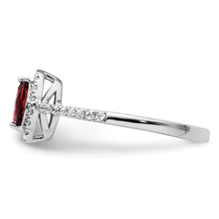 14k White Gold 1/5 carat Lab Grown Diamond VS/SI+ G+ and Garnet January Birthstone Ring