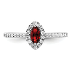 14k White Gold 1/5 carat Lab Grown Diamond VS/SI+ G+ and Garnet January Birthstone Ring