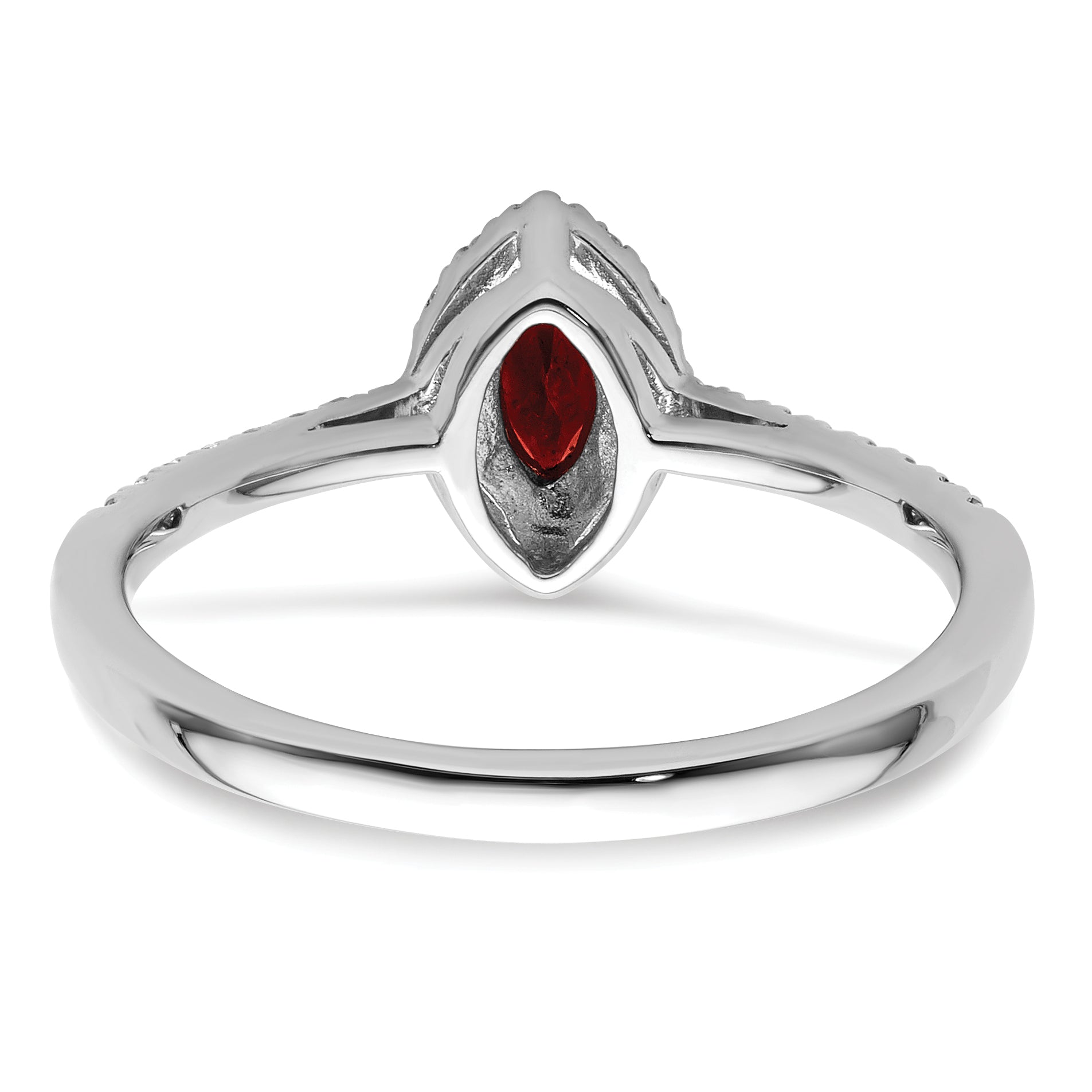 14k White Gold 1/5 carat Lab Grown Diamond VS/SI+ G+ and Garnet January Birthstone Ring