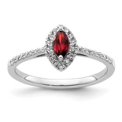 14k White Gold 1/5 carat Lab Grown Diamond VS/SI+ G+ and Garnet January Birthstone Ring