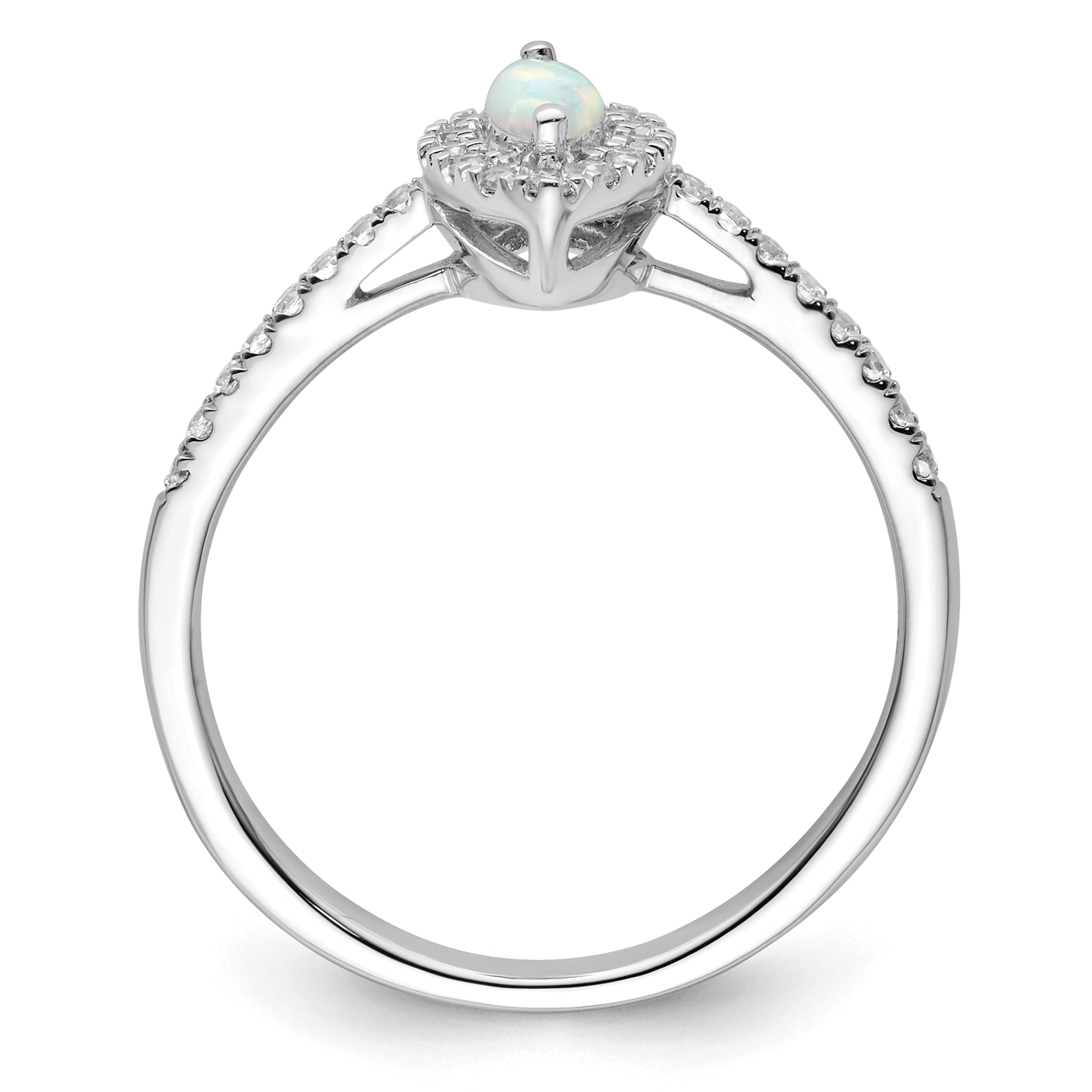 14k White Gold 1/5 carat Lab Grown Diamond VS/SI+ G+ and Lab Created Opal October Birthstone Ring Secondary image