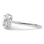 14k White Gold 1/5 carat Lab Grown Diamond VS/SI+ G+ and Lab Created Opal October Birthstone Ring