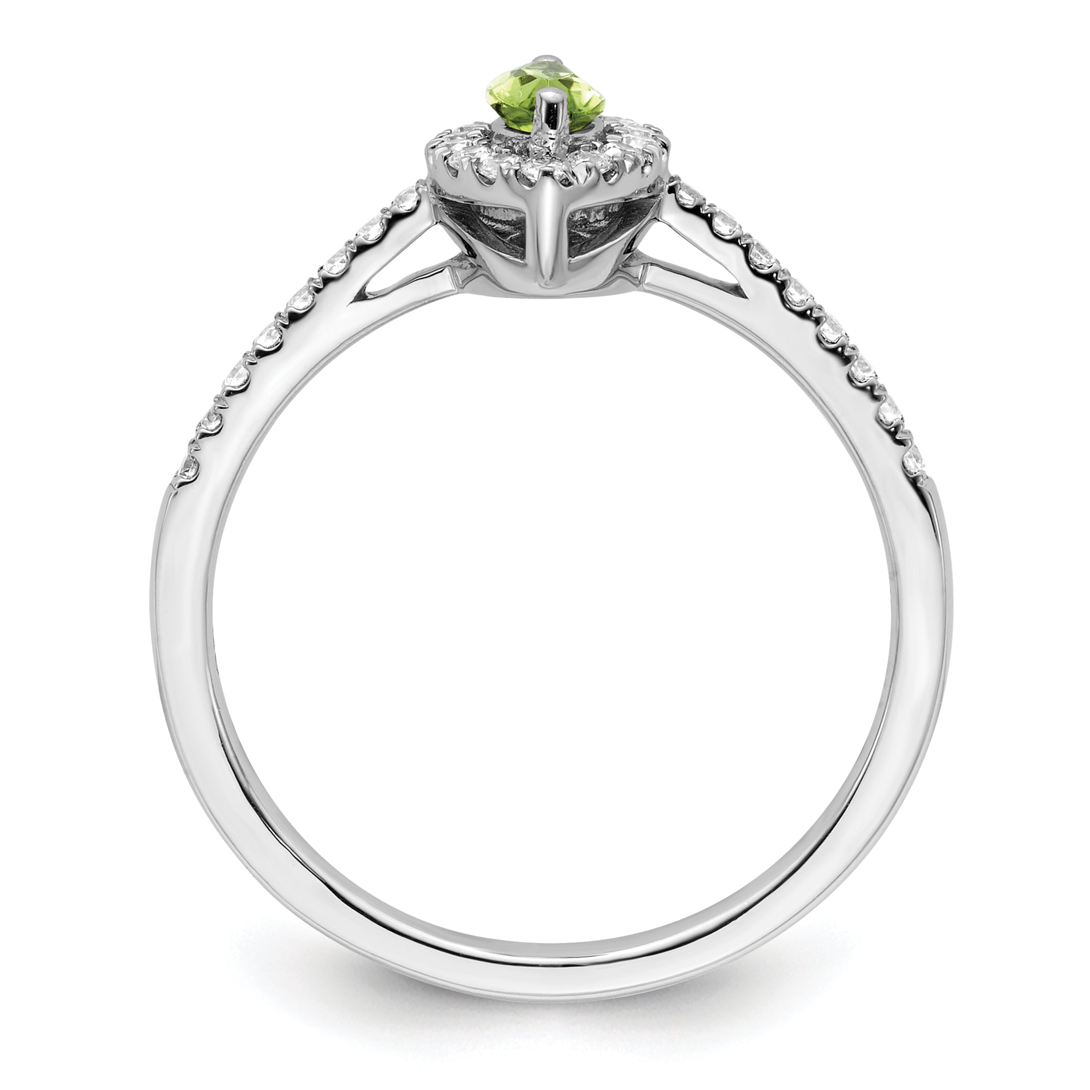 14k White Gold 1/5 carat Lab Grown Diamond VS/SI+ G+ and Peridot August Birthstone Ring Secondary image